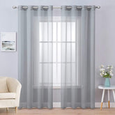 MIULEE Dark Grey Solid Sheer Curtains Elegant Grommet Window Voile Panels Drapes Treatment 2 Panels - Miulee